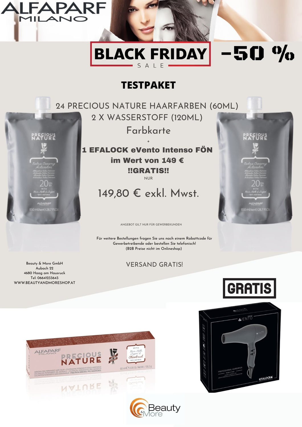 Alfaparf Milano Precious Nature Testpaket + Efalok Fön GRATIS